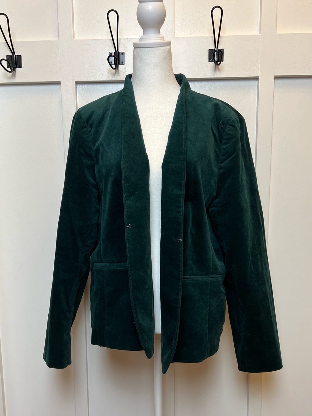 J Crew Womens Size 16 Green Velvet Blazer Lined Quiet Luxury Academia Preppy